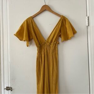 1970s vintage turmeric colored gauze dress